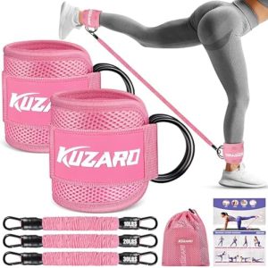 Ankle Resistance Bands with Cuffs, Ankle Weights Bands for Working Out, Women Leg and Glutes Workout Equipment, Exercise Bands for Kickbacks, Butt and Booty Trainer, Home Gym Fitness Equipment