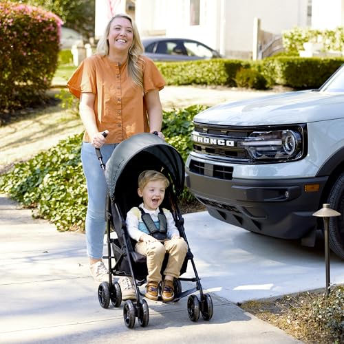 Bright Starts Ford Bronco HighGear Stroller, Lightweight Foldable Stroller with Sport Details, Large Storage Basket, Anti-Shock & Lockable Wheels, Unisex Area 51 Blue/Green - Image 7