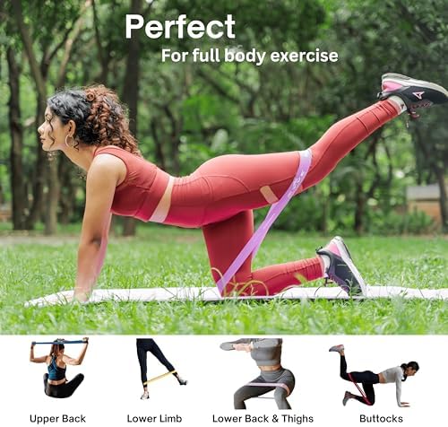 Resistance Bands for Women and Men, Heavy Duty Natural Rubber Exercise Bands for Workout at Home and Gym, Strength Training, Physical Therapy, Sets of 5 Bands, Exercise Guide and Carrying Pouch - Image 6