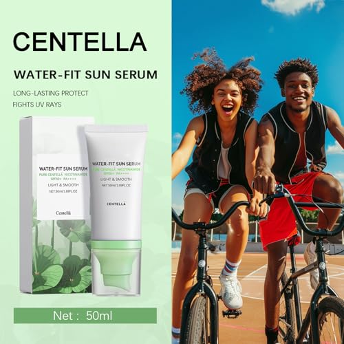 𝐶𝑒𝑛𝑡𝑒𝑙𝑙á Sunscreen SPF 50, Hyalu Cica Water-Fit Sun Serum, Face Sun Screen Long-Lasting Protection, Cen-tella Madagascar Sunscreen, NO White Cast - Dry Oily Korean Skincare (Blue + Green) - Image 2