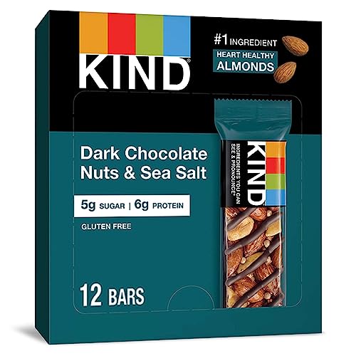 KIND Nut Bars, Dark Chocolate Nuts and Sea Salt, Healthy Snacks, Gluten Free, Low Sugar, 6g Protein, 12 Count - Image 3