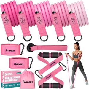 Resistance Bands, Exercise Bands with Handles for Working Out, Fitness Bands for Women, Workout Equipment Home Gym, Training Bands with Door Anchor, Ankle Straps, Shape Body, Physical Therapy