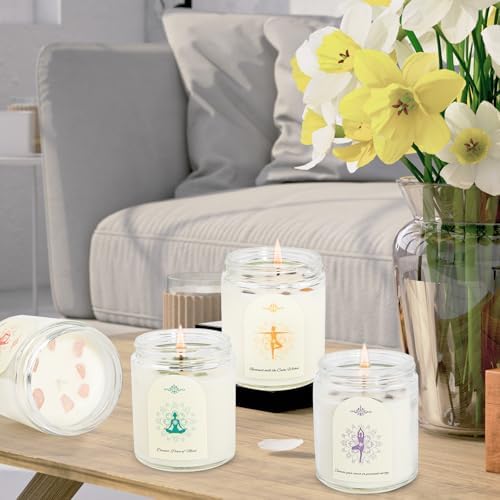 4 Pack Candles for Home Scented, Scented Candle Set with Crystals Stones, Aromatherapy Candles Birthday Gifts Set for Women, 24 Oz 200 Hour Long Lasting Soy Candles Gifts for Mothers Days - Image 5