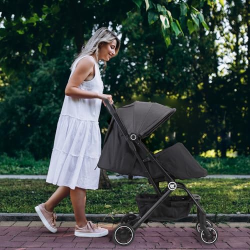 Lightweight Baby Stroller, Compact Travel Stroller with Retractable Foot Cover & Sleep Shade, One Hand Easy Foldable Strollers, Adjustable Reclining Seat for 0-36 Months - Image 6