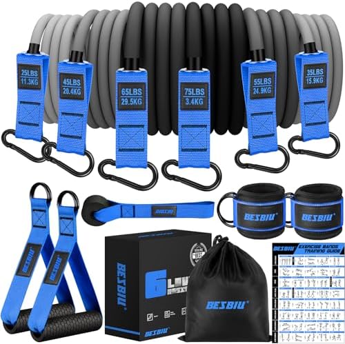 Heavy Resistance Bands for Working Out, 300lbs/360lb/420lb Exercise Bands Workout Bands with Handles, Door Anchor, Ankle Straps, Home Gym Workout Equipment for Men Fitness Strength Training Stretching