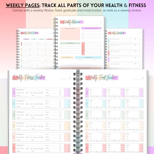 Wellness Journal - 90 Day Health, Fitness, Gratitude, Mindfullness, Wellbeing, Habit, Goals, Diet & Food Tracker - A5 (Pastel Rainbow) - Image 3