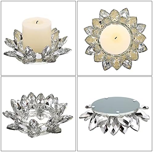 OwnMy Crystal Lotus Flower Candle Holder for Pillar Candle up to 3", Decorative Glass Lotus Petal Votive Candle Holder Tea Light Holder Candle Stand Candle Lamps for Home Decor Wedding Party (Clear) - Image 4
