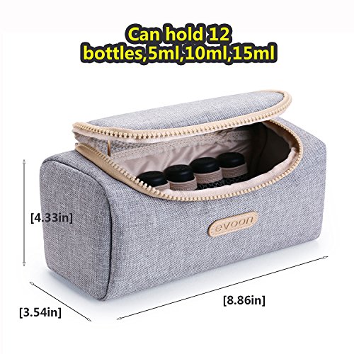 evoon Essential Oils Travel Case (5ml,10ml,15ml) for doterra, Young Living Bottles for Aromatherapy Travel or Storage(Gray - Image 3