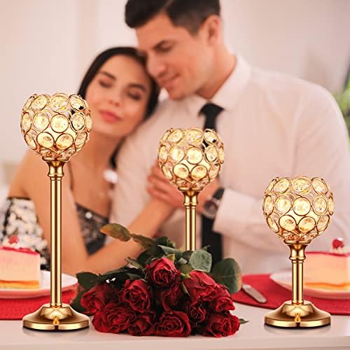 12 Pack Crystal Candle Holders Gold or Silver Candle Holders Bulk Decorative Tealight Candle Holder for Wedding, Party, Christmas Table Centerpieces Decoration (Gold) - Image 7