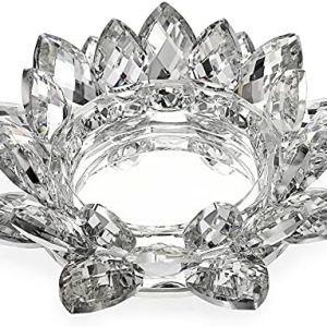 OwnMy Crystal Lotus Flower Candle Holder for Pillar Candle up to 3", Decorative Glass Lotus Petal Votive Candle Holder Tea Light Holder Candle Stand Candle Lamps for Home Decor Wedding Party (Clear)