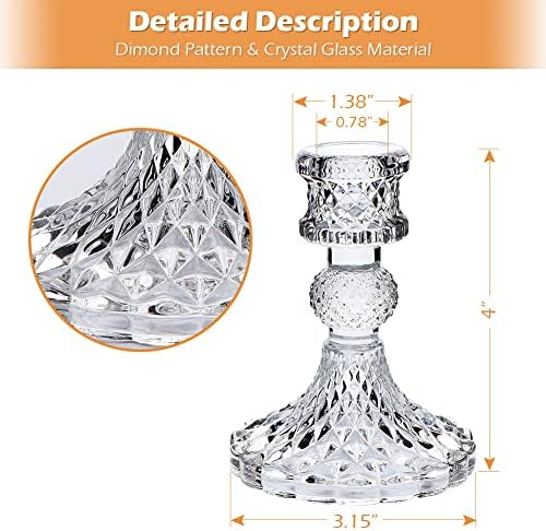 Candlestick Holders Set,12Pcs 4" H Taper Candle Holders Bulk, Clear Glass Candle Holders for Wedding, Spring Party, Romantic Dinner, Festival & Windowsill Decor - Image 6