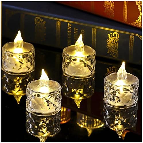 12pack LED Crystal Candle Light Table Centrepiece Flameless Candles Transparent Small Tea Wax Birthday Proposal INS Desktop Decoration Create Atmosphere Smokeless Candles Tea Lights - Image 4