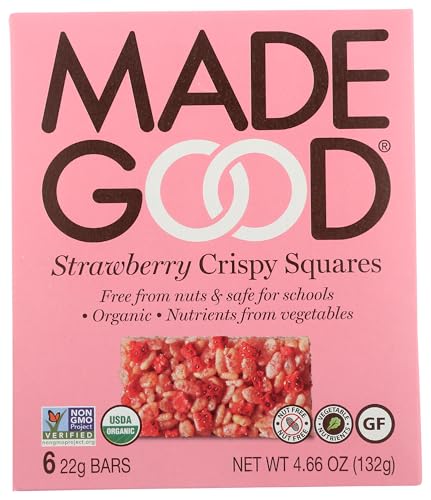 MadeGood Strawberry Crispy Squares, 6 Healthy Snacks, 0.78oz