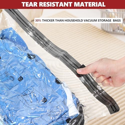 SUOCO Travel Vacuum Bags for Luggage with Portable Electric Pump, 8 Pack Compression Seal Packing Bags for Clothing Suitcase Backpack, Carry on Size Space Saver Clothes Storage Bag - Image 6