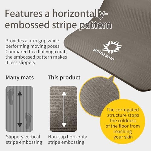 1/2-Inch Extra Thick NBR Yoga Mat with Enhanced Stability - Textured Design, Lightweight Mat with Carrying Strap & Case for Yoga, Pilates, Gym & Home Use (Multiple Colors) - Image 3