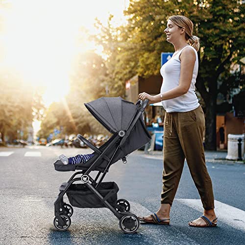 Lightweight Baby Stroller, Compact Travel Stroller with Sleep Shade, Oversize Basket, One Hand Easy Foldable Pram for Airplane Travel and More - Image 7