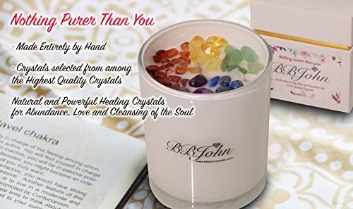 Chakra Crystal Candle - Manifestation Intention - Healing Crystals Gemstones - Seven Chakras Stones - Meditation - Spiritual Aromatherapy - Stress Relief, Relaxing & Balance - Natural Soy Wax - Image 6