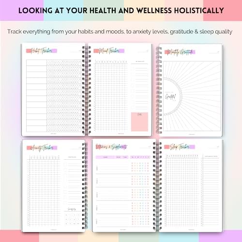 Wellness Journal - 90 Day Health, Fitness, Gratitude, Mindfullness, Wellbeing, Habit, Goals, Diet & Food Tracker - A5 (Pastel Rainbow) - Image 5