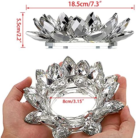 OwnMy Crystal Lotus Flower Candle Holder for Pillar Candle up to 3", Decorative Glass Lotus Petal Votive Candle Holder Tea Light Holder Candle Stand Candle Lamps for Home Decor Wedding Party (Clear) - Image 3