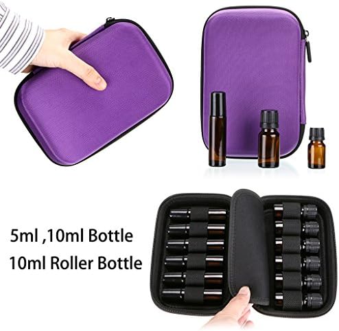 Hipiwe Hard Shell Essential Oil Carrying Case Holds 12 Bottles (Can hold 5ml, 10ml, &10ml Rollers) Travel Size Essential Oils Bag Organizer Perfect for Essential Oils Bottle (Purple) - Image 2