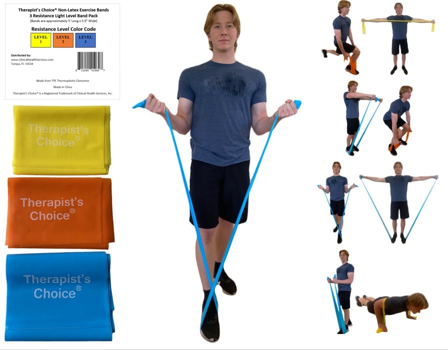 Therapist’s Choice® Professional Non-Latex Resistance Bands for Upper and Lower Body Exercise Workouts, Physical Therapy, Lower Pilates, and Rehab, 25 Yard (75 Feet) Roll Bulk Roll