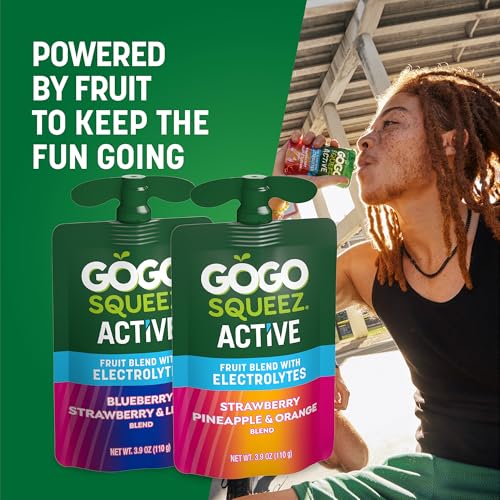 GoGo squeeZ Active Fruit Blend with Electrolytes | 18-Count Variety Pack | Blueberry Strawberry Lemon & Strawberry Pineapple Orange | Made with Real Fruit and Antioxidants Vitamin A, Vitamin E, & Vitamin C - Image 3