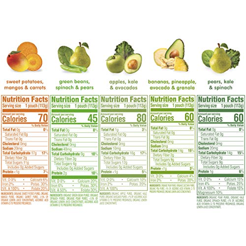 Happy Baby Organics Stage 2 Baby Food Pouches, Gluten Free, Vegan & Healthy Snack, Clearly Crafted Fruit & Veggie Puree, Fruit & Veggie Variety Pack, 4 Ounces (Pack of 10), Amazon Exclusive - Image 2