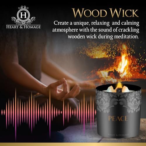 Heart & Homage Natural Scented Meditation Candle with Healing Crystals - Luxurious Wood Wick Crystal Candle with Premium Gift Packaging, 8.11 oz (Lavender) - Image 3