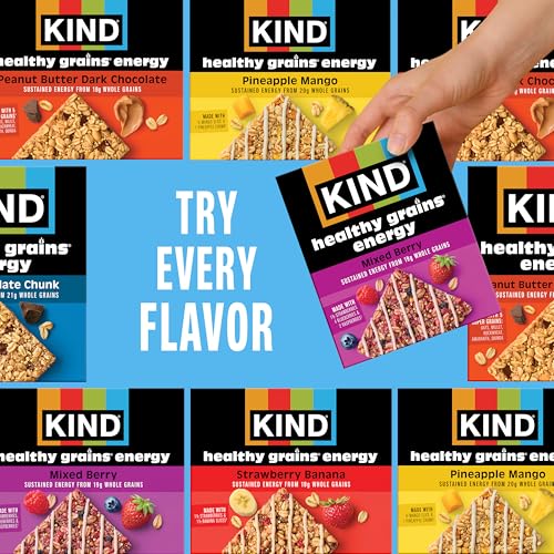 KIND Healthy Grains Energy® Bars 30ct Variety Pack, Dark Chocolate Chunk, Peanut Butter Dark Chocolate, and Mixed Berry, 18-21g Whole Grains, Made with Super Grains, Gluten Free Snacks - Image 3