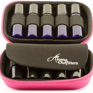Aroma Outfitters Essential Oil Carrying Case. Premium Storage Protection & Organizer for Roller Bottles. Carry Case Protects up to 10 Roller Balls and Sample Drams - Perfect for Travel (Pink)