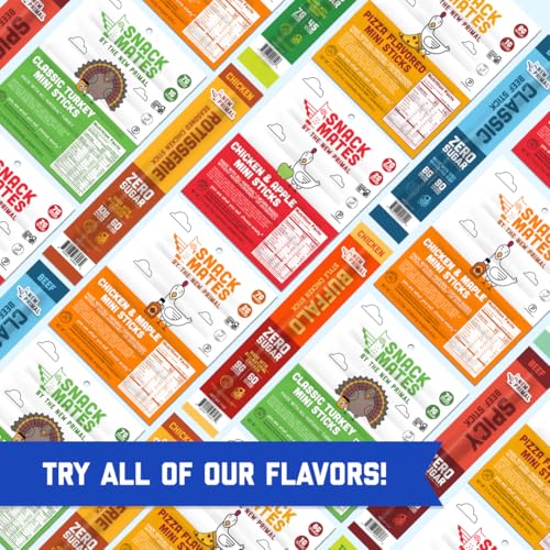 Snack Mates by New Primal Sampler Three Flavor Pack, Mini Chicken Sticks, High Protein and Low Sugar Kids Snack, Certified Gluten Free, Soy Free, Certified Paleo, Lunchbox Friendly, 15 Count - Image 8