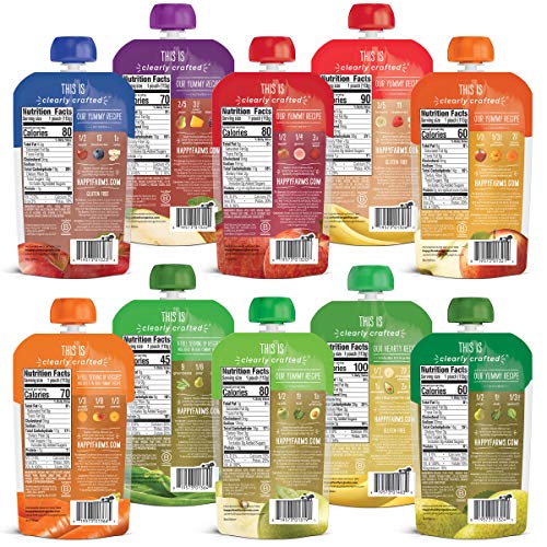 Happy Baby Organics Stage 2 Baby Food Pouches, Gluten Free, Vegan & Healthy Snack, Clearly Crafted Fruit & Veggie Puree, Fruit & Veggie Variety Pack, 4 Ounces (Pack of 10), Amazon Exclusive - Image 7