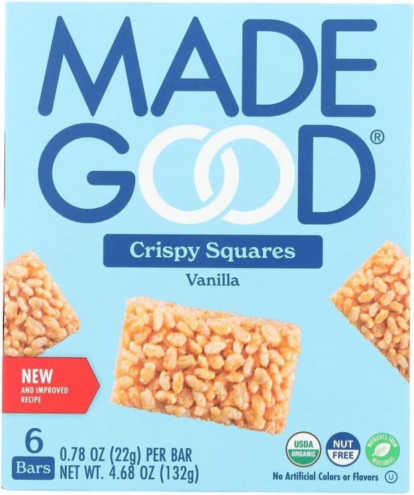 MadeGood Vanilla Crispy Squares, 6 Healthy Snacks, 0.78oz