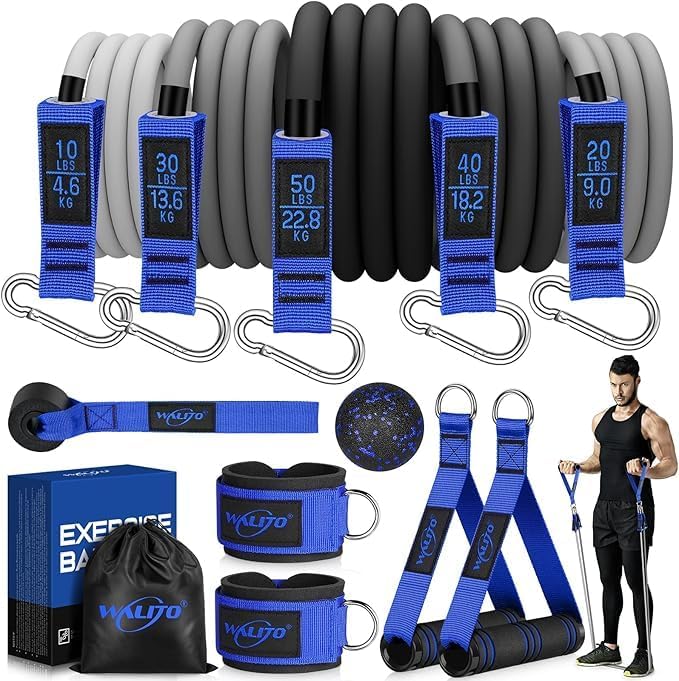 WALITO Resistance Bands Set - Exercise Bands with Handles, Door Anchor, Legs Ankle Straps, for Heavy Resistance Training, Physical Therapy, Muscle Training, Yoga, Home Workouts - Image 7