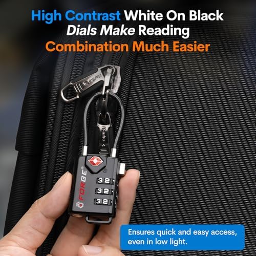 TSA Approved Cable Luggage Locks, Re-settable Combination with Alloy Body - Image 5