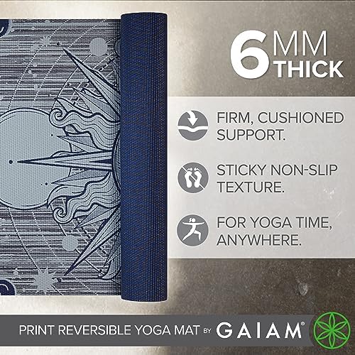 Gaiam Yoga Mat - Premium 6mm Print Reversible Extra Thick Non Slip Exercise & Fitness Mat for All Types of Yoga, Pilates & Floor Workouts (68" x 24" x 6mm Thick) - Image 3